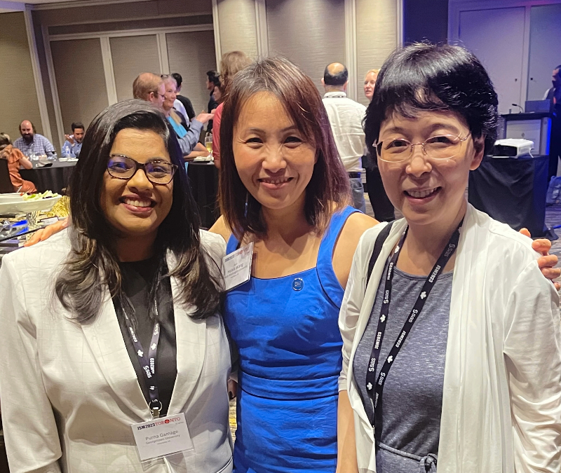 From left to right: Director of Georgetown University's Master of Science in Data Science Purna Gamage, George Washington University's Statistics Department Chair Huixia Judy Wang, and George Mason University's Statistics Department Chair Jiayang Sun