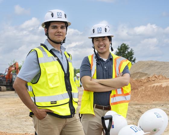 Vazquez and coworker on Fairfax Campus construction site