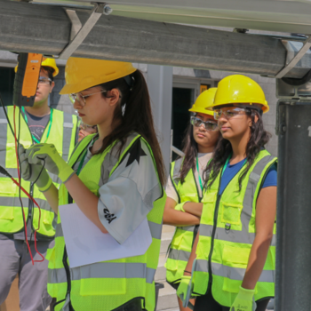 Students learn about solar panels during the GMU Exploring Renewable Energy Engineering Summer Camp. Photo by PowerGMU.